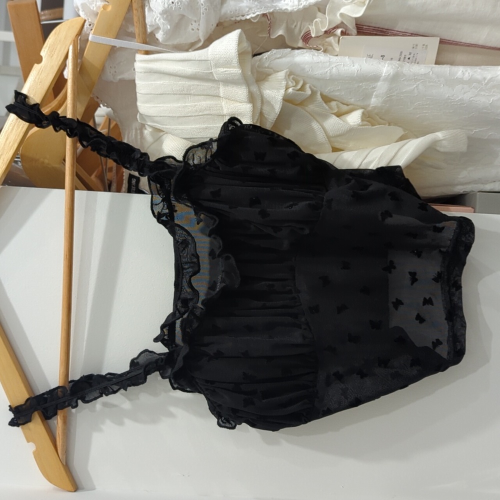 y2k butterfly print mesh top